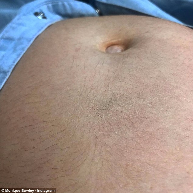 Monique Bowley shared a photo of her hairy baby bump, jokingly saying that she