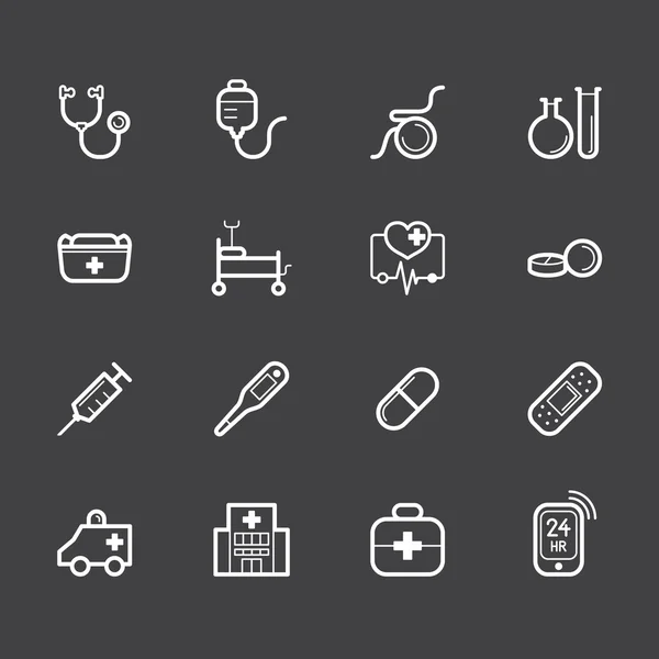 Hospital element vector white icon set on bl