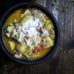 masala chicken curry stew with yogurt mixed in